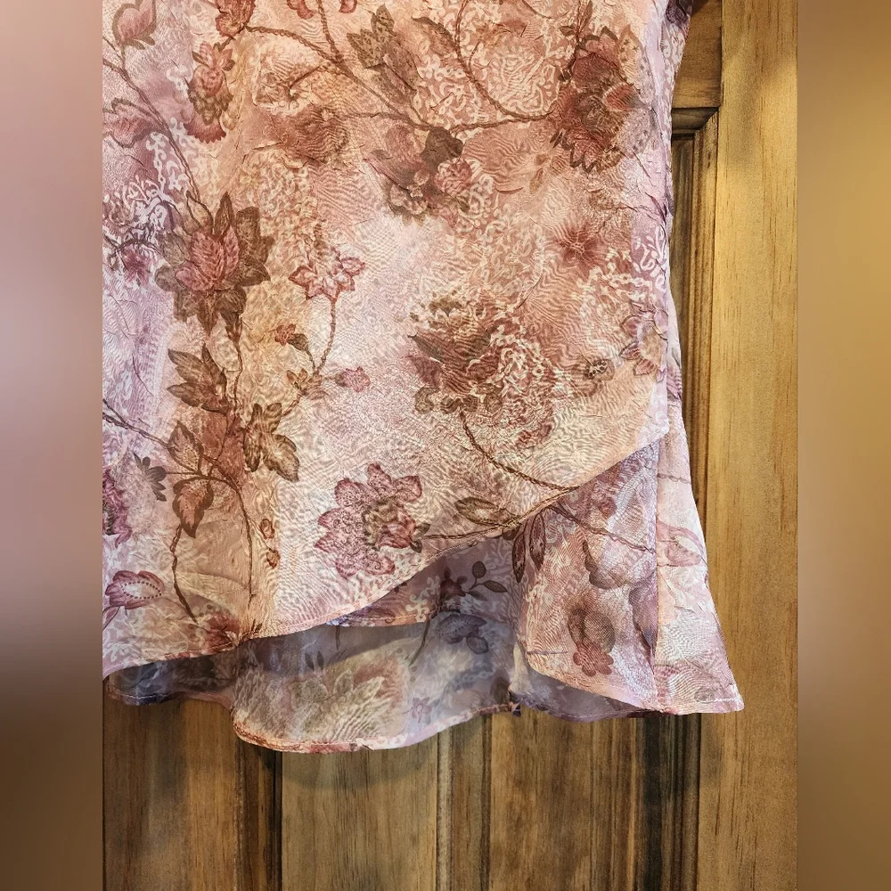 Vintage Miss Dorby Mauve Floral Matching Skirt And Blouse Set